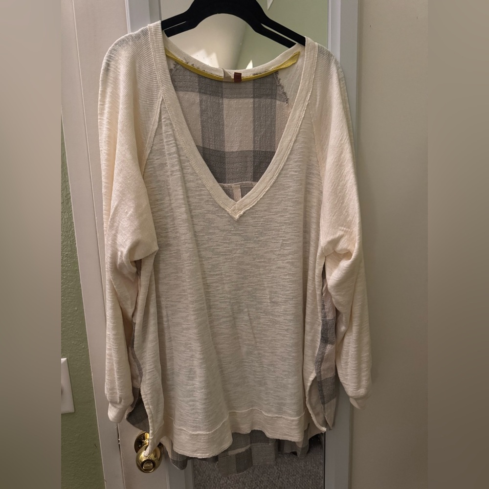 Pilcro for Anthropology oversize linen blend top